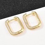 Rectangle Brass Clear Cubic Zirconia Stud Earrings, Cadmium Free & Lead Free, Long-Lasting Plated, Rack Plating, Real 18K Gold Plated, 20x16.5x3mm(EJEW-A156-12B-G)