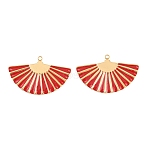 304 Stainless Steel Enamel Pendants, Fan Charms, Ion Plating(IP), Golden, 19.5x31x1.5mm, Hole: 1.5mm(STAS-G394-01G)