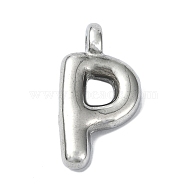 Anti-Tarnish 304 Stainless Steel Pendants, Letter Charm, Letter P, 19.5x10.5x4mm, Hole: 1.6mm(STAS-U033-02P-P)