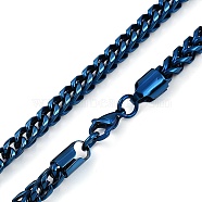 Ion Plating(IP) 304 Stainless Steel Wheat Chain Necklaces for Men, Blue, 24.02 inch(61cm)(NJEW-B116-04BL)