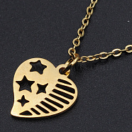201 Stainless Steel Pendant Necklaces, with Cable Chains and Lobster Claw Clasps, Heart, Golden, 15.74 inch(40cm), 1.5mm(NJEW-S105-JN525-40-2)