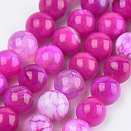 Dyed Natural Agate Beads Strands, Round, Magenta, 10mm, Hole: 1mm, about 38pcs/strand, 15.1 inch(G-T109-10mm-05)