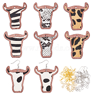DIY Cattle Head Dangle Earring Making Kit, Including Leopard Print Pattern Cowhide Leather Big Pendants, Brass Earring Hooks, Brown, 86Pcs/box(DIY-OC0009-75)