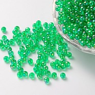 Eco-Friendly Transparent Acrylic Beads, Round, AB Color, Lime Green, 10mm, Hole: 1.8mm, about 1000pcs/500g(PL735-8)