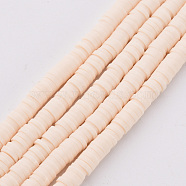 Handmade Polymer Clay Bead Strands, Heishi Beads, Disc/Flat Round, PeachPuff, 4x0.5~1mm, Hole: 1.5mm, about 320~447pcs/strand, 15.74~16.92 inch(X-CLAY-T002-4mm-76)