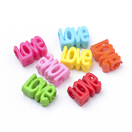 Opaque Acrylic European Beads, Large Hole, Word Love, Mixed Color, 16.5x11.5x7mm, Hole: 5mm, about 600pcs/500g(SACR-Q190-22)