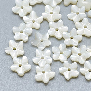 Natural White Shell Beads, Mother of Pearl Shell Beads, Flower, Seashell Color, 6x6x2mm, Hole: 0.8mm(SSHEL-S260-005)