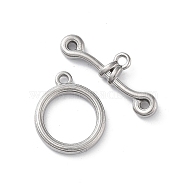 304 Stainless Steel Ring Toggle Clasps, Stainless Steel Color, 17.5x14.5x2.5mm, Hole: 1.6mm(STAS-A092-09C-P)