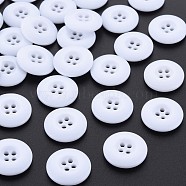 4-Hole Resin Buttons, Flat Round, White, 19x4mm, Hole: 2mm(BUTT-N018-059)