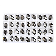 48Pcs Glass Rhinestone Cabochons, Nail Art Decoration Accessories, Faceted, Black, 14x9x5mm(MRMJ-N029-03-01)