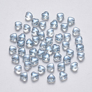 Transparent Spray Painted Glass Beads, AB Color Plated, Heart, Light Steel Blue, 6x6x4mm, Hole: 0.7mm(GLAA-R211-02-D04)