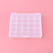 Polypropylene(PP) Storage Boxes, Sewing Machine Bobbins Storage Case, Clear, 9.8x12x2.1cm, 25 Compartments(PW22071563957)