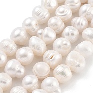 Natural Cultured Freshwater Pearl Beads Strands, Potato, Old Lace, 9~10mm, Hole: 0.6mm, about 19~20pcs/strand, 6.10~6.50 (15.5~16.5cm)(PEAR-C003-14C)