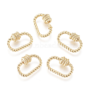 Brass Screw Carabiner Lock Charm, for Necklaces Making, Oval, Golden, 10x14.5x4mm(KK-D159-12G)