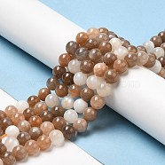 Natural Multi-Moonstone Beads Strands, Moonstone & Sunstone Beads, Round, 8mm, Hole: 1mm, about 48pcs/strand, 15.7 inch(G-J157-8mm-06)