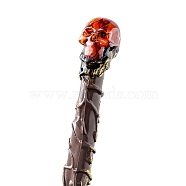 Skull Natural Red Jasper Magic Wand with Resin Stick, Home Decorations Costume Props Cosplay Accessories, 320mm(PW-WG2DDC6-01)