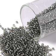 TOHO Round Seed Beads, Japanese Seed Beads, (29B) Silver Lined Gray, 15/0, 1.5mm, Hole: 0.7mm, about 3000pcs/10g(X-SEED-TR15-0029B)