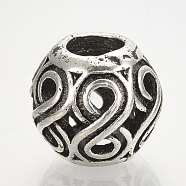 Alloy European Beads, Large Hole Beads, Hollow Rondelle, Antique Silver, 12x10mm, Hole: 5mm(MPDL-Q208-064)
