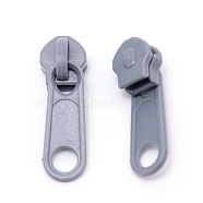 Plastic Zipper Slider, Garment Accessories, Oval, Dark Gray, 3.6x1.1x1.1cm(KY-WH0024-48I)