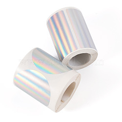 2 Rolls 2 Styles Vinyl Plastic Printable Holographic Stickers, Label Sticker, Silver, 50~57mm, 200pcs/roll, 1 roll/style(OFST-TA0001-11B)