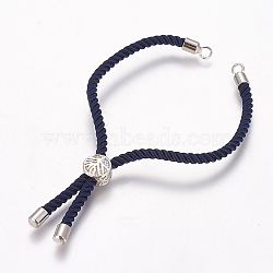 Nylon Cord Bracelet Making, with Brass Findings, Long-Lasting Plated, Cadmium Free & Nickel Free & Lead Free, Tree of Life, Prussian Blue, Real Platinum Plated, 8-5/8 inch~9-1/2 inch(220~240mm), 3mm, Hole: 2.5mm(MAK-P005-01P)