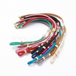 Braided Nylon Cord Bracelet Making, with Brass Findings, Mixed Color, 9-1/2 inches(24cm), Link: 26x4mm(MAK-A017-D02)