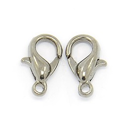 Black Tone Zinc Alloy Lobster Claw Clasps, Parrot Trigger Clasps, Cadmium Free & Nickel Free & Lead Free, 10x6mm, Hole: 1mm(X-E103-B-NF)