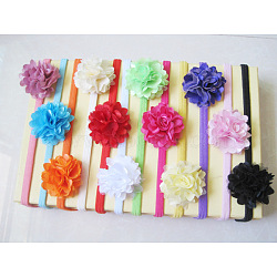 Elastic Baby Headbands, Cloth Flower Hair Accessories for Girls, Mixed Color, 130mm(OHAR-S116-M03)