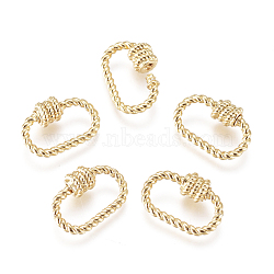 Brass Screw Carabiner Lock Charm, for Necklaces Making, Quick Links, Oval, Golden, 10x14.5x4mm(KK-D159-12G)