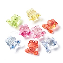 Transparent Acrylic Pendants, Frog, Mixed Color, 37.5x37.5x20mm, Hole: 3x3.5mm, about 43pcs/bag(TACR-K002-02)