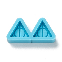 DIY Pendant Silicone Molds, for Earring Makings, Resin Casting Molds, For UV Resin, Epoxy Resin Jewelry Making, Triangle, Deep Sky Blue, 15x31x6mm, Inner Diameter: 11x13mm(DIY-G042-19)