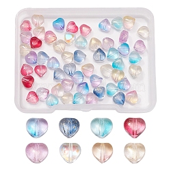 100Pcs 10 Colors Electroplate Glass Beads, with Glitter Powder, Heart, Mixed Color, 5.5x6x3.7mm, Hole: 0.8mm, 10pcs/color(EGLA-YW0001-31)
