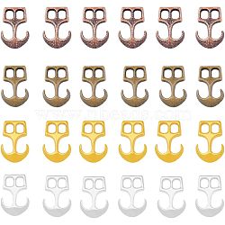 Tibetan Style Alloy Hook Clasps, For Leather Cord Bracelets Making, Anchor, Cadmium Free & Nickel Free & Lead Free, Mixed Color, 23x16x4mm, Hole: 5x4mm, 4 colors, 30pcs/color, 120pcs/box(TIBEP-FH0001-03-NR)