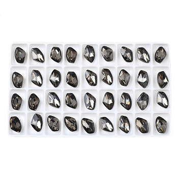 48Pcs Glass Rhinestone Cabochons, Nail Art Decoration Accessories, Faceted, Black, 14x9x5mm
