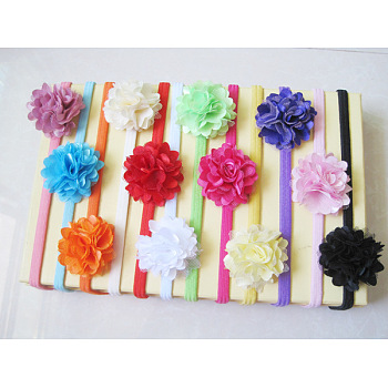Elastic Baby Headbands, Cloth Flower Hair Accessories for Girls, Mixed Color, 130mm