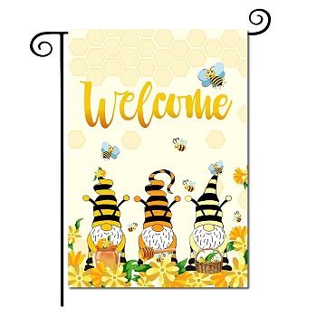 Garden Flag for Thanksgiving Day, Double Sided Cotton & Linen House Flags, for Home Garden Yard Office Decorations, Colorful, Bees Pattern, 320x460mm