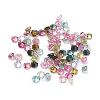 Faceted Natural Tourmaline Cabochons, Pointed Back, Diamond Shape, 3x2mm