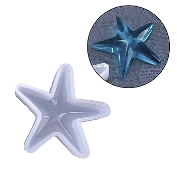 Silicone Molds, Resin Casting Molds, For UV Resin, Epoxy Resin Jewelry Making, Starfish/Sea Stars, White, 60x85x20mm