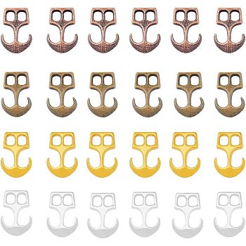 Tibetan Style Alloy Hook Clasps, For Leather Cord Bracelets Making, Anchor, Cadmium Free & Nickel Free & Lead Free, Mixed Color, 23x16x4mm, Hole: 5x4mm, 4 colors, 30pcs/color, 120pcs/box