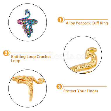 16Pcs 8 Styles Alloy Peacock Cuff Ring Settings for Rhinestone(RJEW-DC0001-16)-5