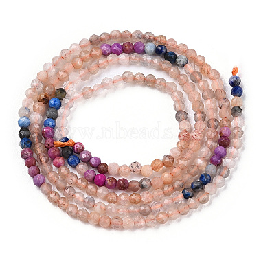 un mélange naturel de perles de pierres précieuses brins(G-D080-A01-03-11)-2