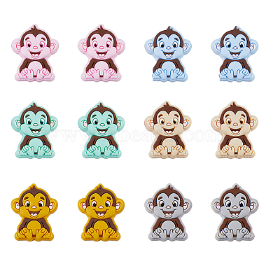 Mixed Color Monkey Silicone Beads