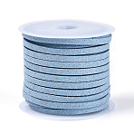 3x1.5mm Flat Faux Suede Cord, Faux Suede Lace, Light Sky Blue, about 5.46 yards(5m)/roll(X-LW-R003-30)