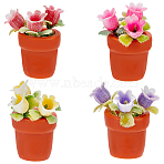  4Pcs 4 Colors Resin Display Decorations, Flower, Dollhouse Micro Landscape Decoration Accessories, Mixed Color, 21.5x34mm, 1pc/color(DJEW-WR0001-08)