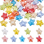 36Pcs 9 Colors Handmade Porcelain Beads, Starfish, Mixed Color, 12x10.5x6mm, Hole: 2mm, 4pcs/color(PORC-HY0001-12)