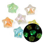 Luminous Transparent Resin Beads, Star with Lemon Slice Shape, Glow in the Dark, with Glitter Powder and Plastic, Mixed Color, 20.5x21.5x17mm, Hole: 2.1mm(RESI-C070-08)