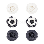 6Pcs 3 Colors PU Leather Artificial Flower Ornament Accesories, Mixed Color, 67x22mm(FIND-FH0009-86)