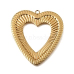 Valentine's Day 304 Stainless Steel Pendants, Textured Heart Charms, Golden, 48x42.5x2mm, Hole: 2.5mm(STAS-K322-21B-G)