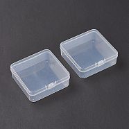 (Defective Closeout Sale: Scratch Mark) Plastic Bead Storage Containers, Rectangle, Clear, 8.6x8.5x2.8cm(CON-XCP0007-14)