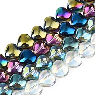 Electroplate Glass Beads Strands, Heart, Mixed Color, 9~10x10x5.5mm, Hole: 0.8mm, about 70~71pcs/strand, 25.20 inch~ 26.38 inch(64~67cm)(EGLA-S188-14)